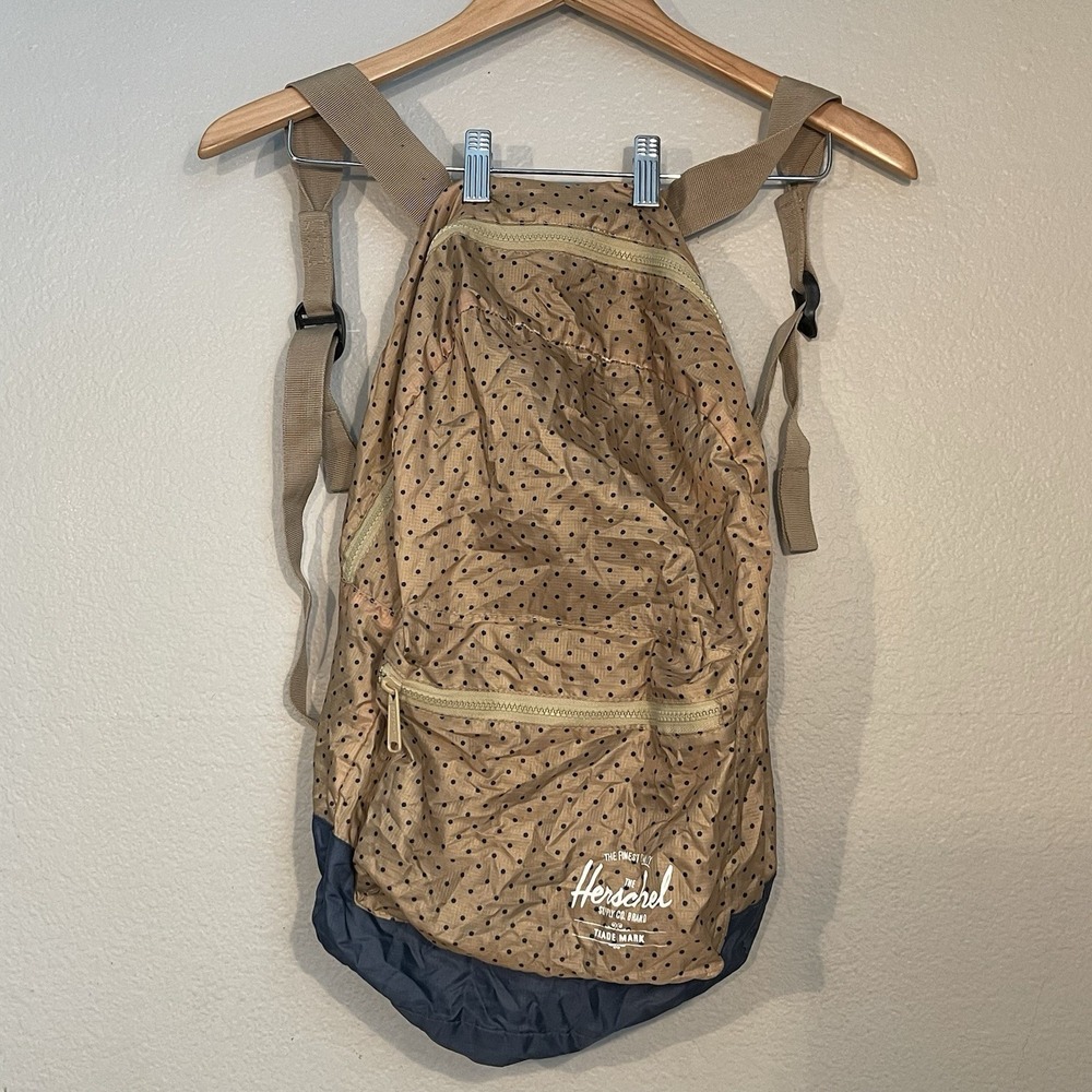 Herschel Supply Co. Packable Daypack Nylon Backpack Tan Polka Dot School Hiking